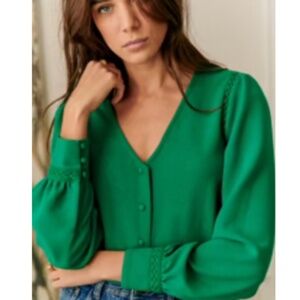 Sezane Ella Shirt Bright Green - Size 2